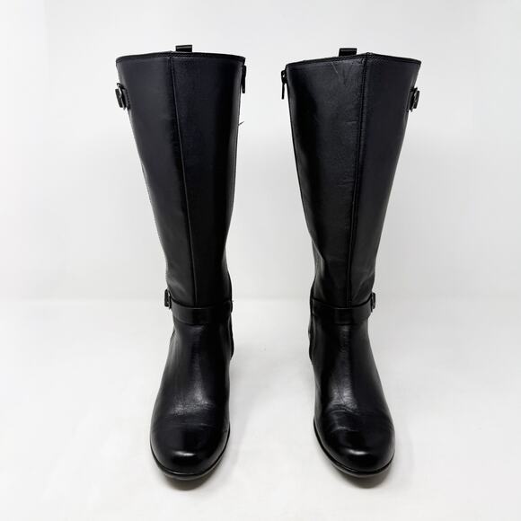 [Clarks] Black Leather Malia Poplar Tall Riding Boots Comfort EUC Size 7.5 M - Picture 6 of 10